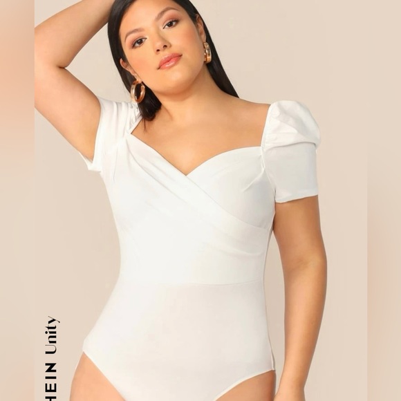 SHEIN Tops - WHITE WRAP BODYSUIT- SZ 2XL